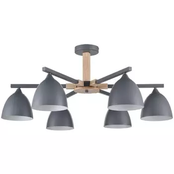Потолочная люстра на штанге Lumion Colange 8096/6C серый/серый металл, дерево/металл Е27 6*60W 220V