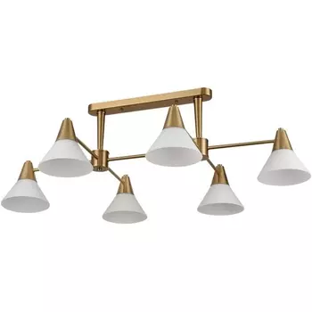 Потолочная люстра на штанге Lumion Corne 8113/6 латунь/белый, металл/стекло E27 6*60W 220V