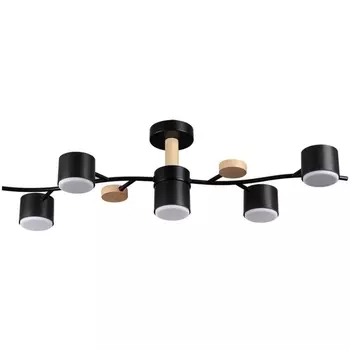 Потолочная люстра на штанге Lumion Crypto 8194/5C черный, металл/дерево/пластик LED GX53 5*9W 220V