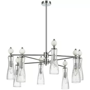 Потолочная люстра на штанге Lumion Emily 8268/8 хром/белый/прозрачный, металл/керамика/стекло Е14 8*40W 220V