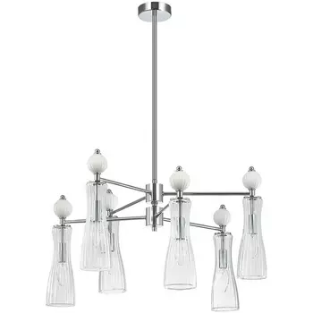 Потолочная люстра на штанге Lumion Emily 8268/6 хром/белый/прозрачный, металл/керамика/стекло Е14 6*40W 220V