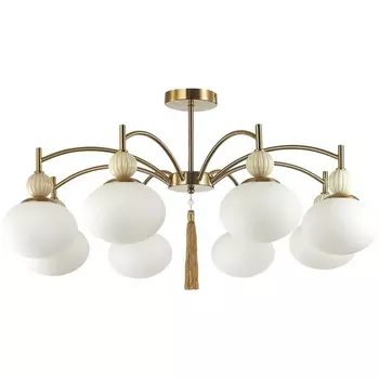 Потолочная люстра на штанге Lumion Gloriya 8272/8C латунь/бежевый/белый, металл/керамика/стекло Е14 8*40W 220V
