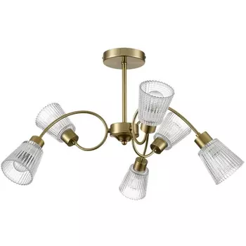 Потолочная люстра на штанге Lumion Imana 8154/6C медный/прозрачный, металл/стекло Е14 6*40W 220V