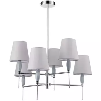 Потолочная люстра на штанге Lumion Karmen 8279/6 хром/серый, металл/керамика/текстиль Е14 6*40W 220V