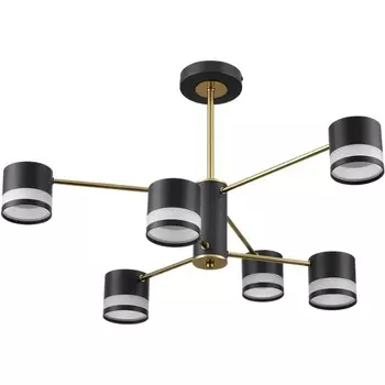 Потолочная люстра на штанге Lumion Lanika 8240/6C черный/латунь, металл/акрил LED GX53 6*7W 220V