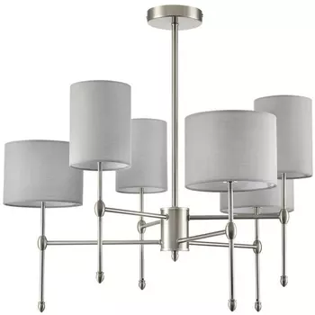 Потолочная люстра на штанге Lumion Latti 8262/6C металл/текстиль, никель/серый E14 6*40W 220V