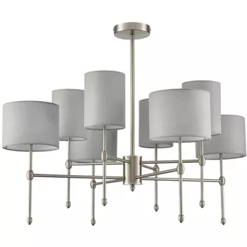 Потолочная люстра на штанге Lumion Latti 8262/8C металл/текстиль, никель/серый E14 8*40W 220V