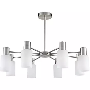 Потолочная люстра на штанге Lumion Mave 8099/8C никель/белый металл/стекло Е14 8*40W 220V