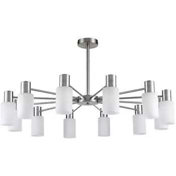 Потолочная люстра на штанге Lumion Mave 8099/12C никель/белый металл/стекло Е14 12*40W 220V