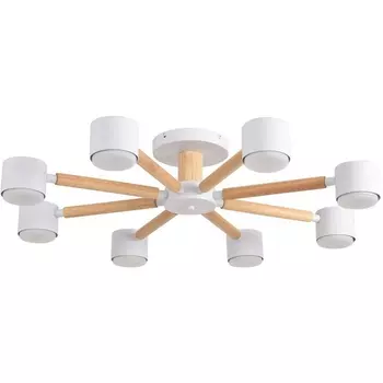 Потолочная люстра на штанге Lumion Vudi 8306/8C белый, дерево/металл GX53 LED 8*7W 220V