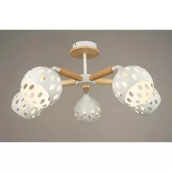 Потолочная люстра на штанге Мелодия Света SL1N SL5691-5 WT+Wood 000067879