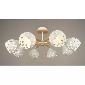 Потолочная люстра на штанге Мелодия Света SL1N SL5691-8 WT+Wood 000067880