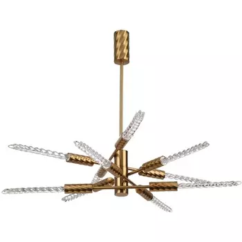 Потолочная люстра на штанге Odeon Light Kolos 5449/28L сатинированн.латунь/прозрачн./металл/стекло LED 28W (10*2.8W) 3000K