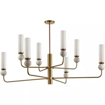 Потолочная люстра на штанге Odeon Light Lolla 4359/8 под латунь/металл/стекло/белый мрамор IP20 8* E14 40W 220V