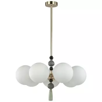 Потолочная люстра на штанге Odeon Light Palle 5405/7 золотой/серый/зеленый/белый матов./металл/керамика/стекло E14 7*40W с подвесками