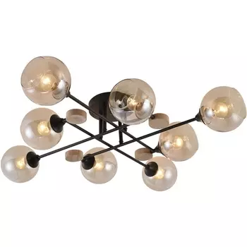 Потолочная люстра на штанге Reluce 01491-0.3-08 BK+WOOD