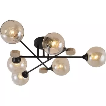 Потолочная люстра на штанге Reluce 01491-0.3-06 BK+WOOD