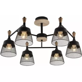 Потолочная люстра на штанге Reluce 01492-0.3-06 BK+WOOD