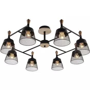 Потолочная люстра на штанге Reluce 01492-0.3-08 BK+WOOD