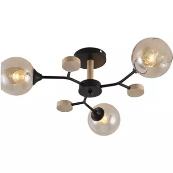 Потолочная люстра на штанге Reluce 01501-0.3-03 BK+WOOD