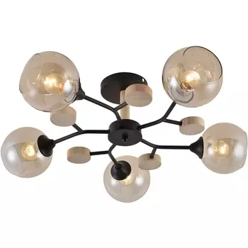 Потолочная люстра на штанге Reluce 01501-0.3-05 BK+WOOD