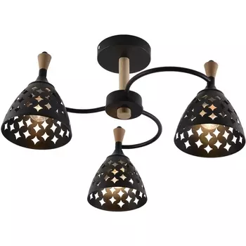 Потолочная люстра на штанге Reluce 01515-0.3-03 BK+WOOD