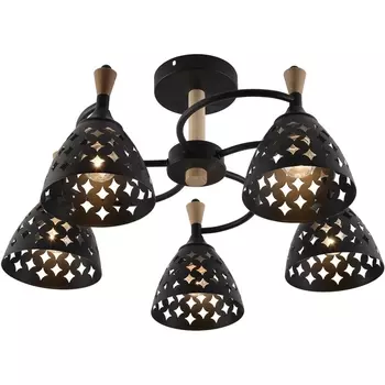 Потолочная люстра на штанге Reluce 01515-0.3-05 BK+WOOD