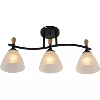 Потолочная люстра на штанге Reluce 01589-3.3-03B BK+WOOD