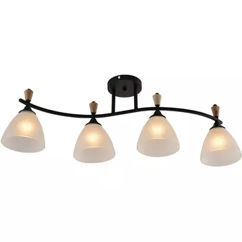 Потолочная люстра на штанге Reluce 01589-3.3-04B BK+WOOD