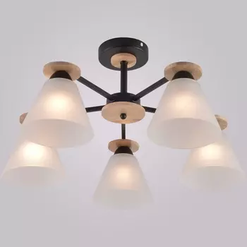 Потолочная люстра на штанге Reluce 01625-0.3-05 BK+WOOD