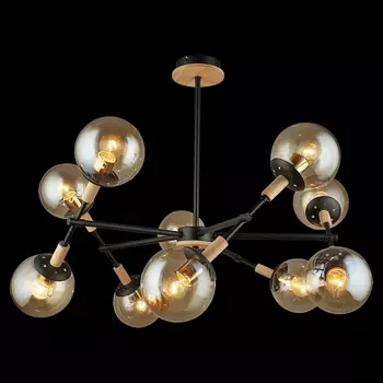 Потолочная люстра на штанге Reluce 04900-0.3-10 BK+WOOD