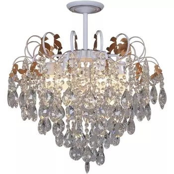 Потолочная люстра хрустальная на штанге Reluce 96028-0.3-07 WH+GOLD PN