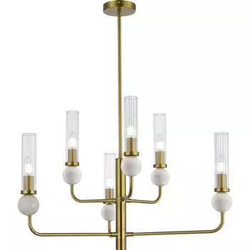 Потолочная люстра на штанге ST Luce Medea SL1244.303.06 латунь/прозрачный E14 6*40W