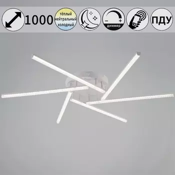 Потолочная люстра на штанге светодиодная с пультом и ночным режимом Reluce 06538-0.3-06 WH (Умный дом)