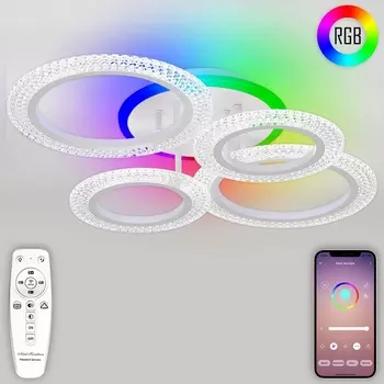 Потолочная люстра Natali Kovaltseva LED LAMPS 81407 80W, белый, LED с RGB подсветкой