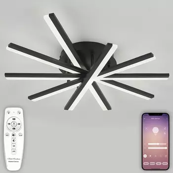 Потолочная люстра Natali Kovaltseva Line LED LAMPS 81174 с пультом ДУ, моб. приложением 120W, черный, LED
