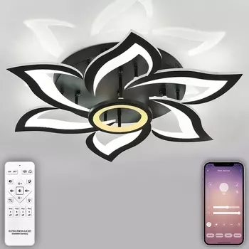 Потолочная люстра с пультом ДУ Natali Kovaltseva Olimp HIGH-TECH LED LAMPS 82020 BLACK с цветами