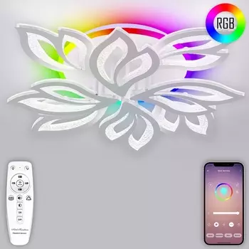 Потолочная люстра с пультом Natali Kovaltseva Sand LED LAMPS 81336 160W, белый, LED с RGB подсветкой (Умный дом)