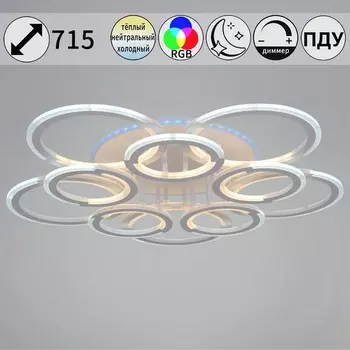 Потолочная люстра (+ночной режим) светодиодная на штанге с пультом Reluce 09820-3.3-5+5A WH (RGB)