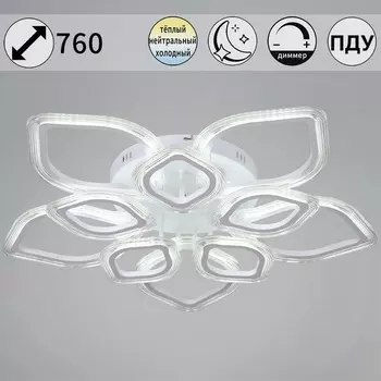 Потолочная люстра (+ночной режим) светодиодная на штанге с пультом Reluce 09827-3.3-5+5 WH