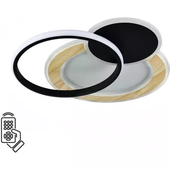 Потолочная люстра Sonex Pine 7735/80L металл/акрил/белый/под дерево/черный LED 80Вт 3000-6000К 450x450 пульт ДУ