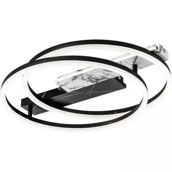 Потолочная люстра (+ночной режим) светодиодная 90Вт, с ПДУ, металл/акрил, черный/белый мрамор Escada