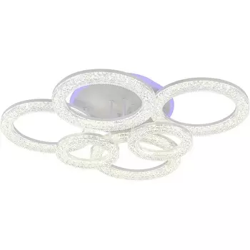 Потолочная люстра (+ночной режим) светодиодная Escada Alunit 10296/6LED BL 110Вт, с ПДУ, металл/акрил, белый/прозрачный