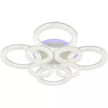 Потолочная люстра (+ночной режим) светодиодная Escada Alunit 10296/8LED BL 110Вт, с ПДУ, металл/акрил, белый/прозрачный