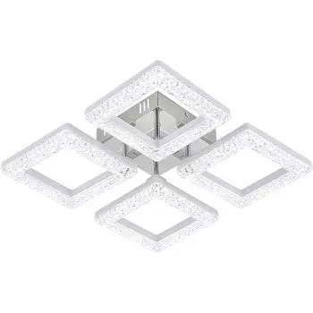 Потолочная люстра (+ночной режим) светодиодная Escada Aquarius 10287/4LED 62Вт, с ПДУ, металл/акрил, хром/белый/прозрачный