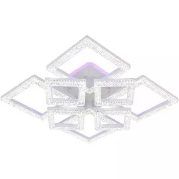 Потолочная люстра (+ночной режим) светодиодная Escada Aquarius 10287/8LED BL 125Вт, с ПДУ, металл/акрил, белый/прозрачный