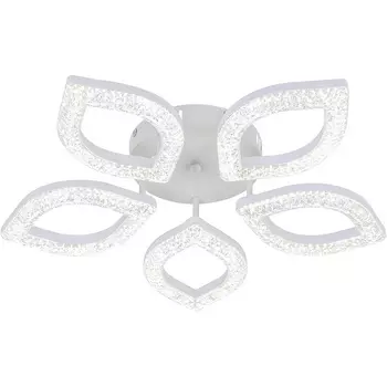 Потолочная люстра (+ночной режим) светодиодная Escada Aquarius 10289/5LED 62Вт, с ПДУ, металл/акрил, белый/прозрачный