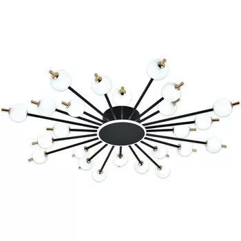 Потолочная люстра (+ночной режим) светодиодная Escada Meteor 629/A LED BL 135Вт, с ПДУ, металл/акрил, черный/белый/золото