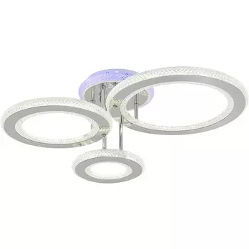 Потолочная люстра (+ночной режим) светодиодная Escada Venus 10297/3LED BL 73Вт, с ПДУ, металл/акрил, хром/прозрачный