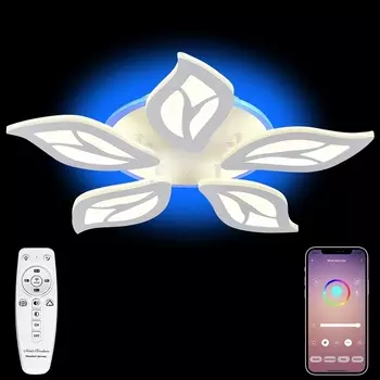 Потолочная люстра светодиодная LED LAMPS 81155, 80W, белый, LED с RGB подсветкой (Natali Kovaltseva)